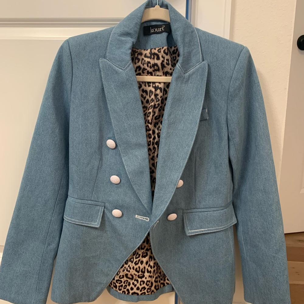 Kourt Fern Denim Blazer Jacket